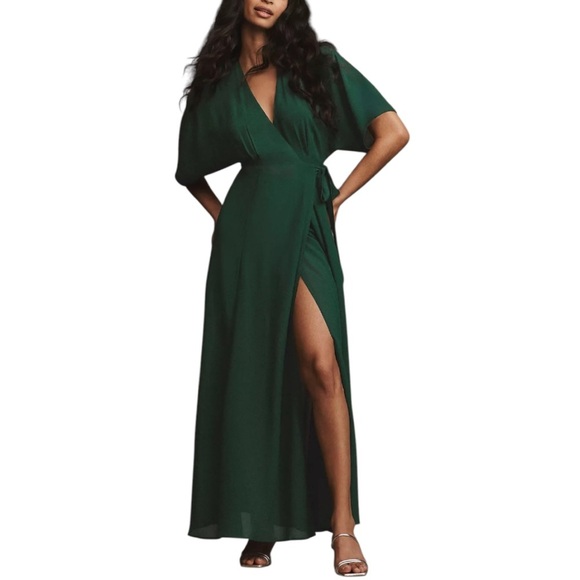 REFORMATION Winslow Short-Sleeve V-Neck Wrap Maxi Dress - Picture 1 of 16